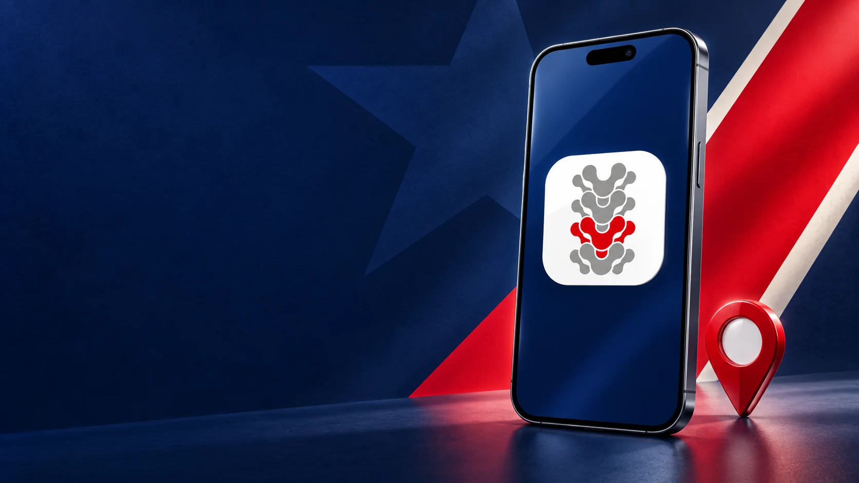 Conceptual smartphone graphic featuring the DCOA app icon